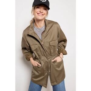 Sanctuary Otis Zip Up Drawcord Waist Outdoor Utility Jacket Green S